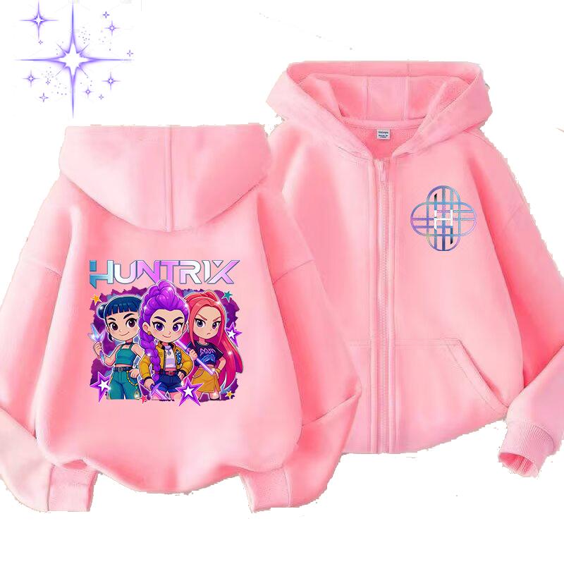 Kpop Dämonenjäger Reißverschluss Kapuzenpullover Kinder Rumi Zoey Cartoon Mode Reißverschluss Sweatshirt Junge Mädchen Lässige Oberteile Kinderkleidung Geschenk