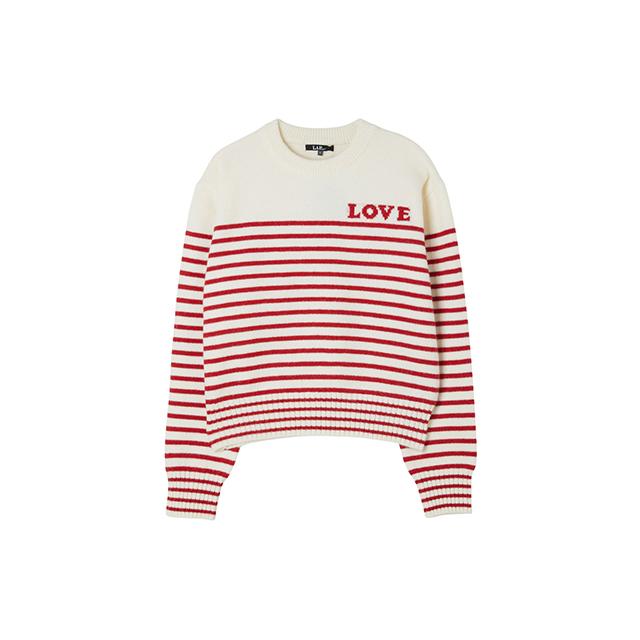 LAP Love Lettering Striped Knit Ar1Kh120