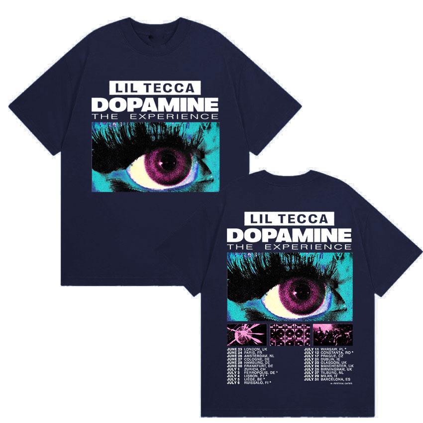 Rapper Lil Tecca Dopamne The Experience Tour 2025 Graphic T Shirts Men's Hip Hop  Fashion Cotton Short Sleeve T-shirt Streetwear