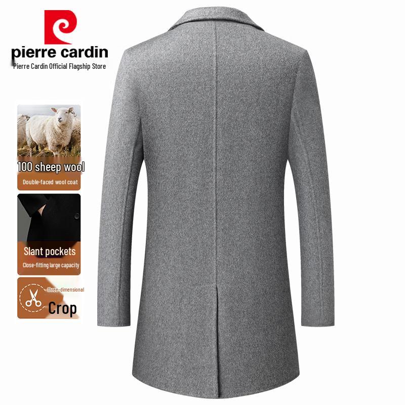 Pierre Cardin Men's 100% Merino Wool Double-Sided Mid-Length Overcoat