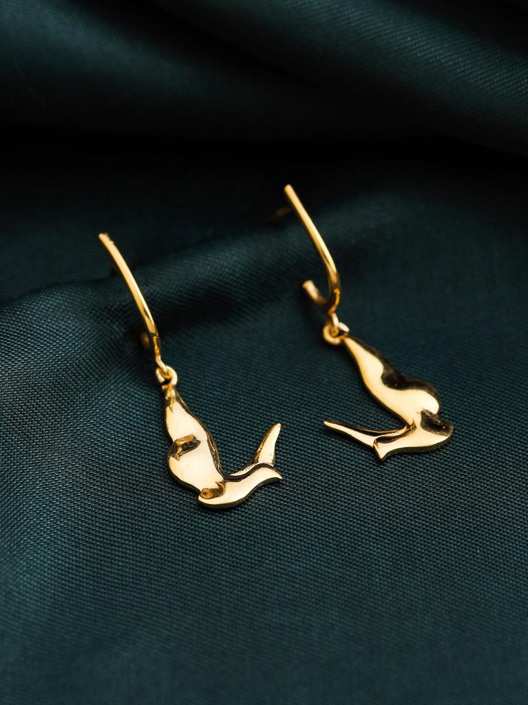 Kicky and Perky 925 Sterling Silver Gold Plated Bird Earring for Women