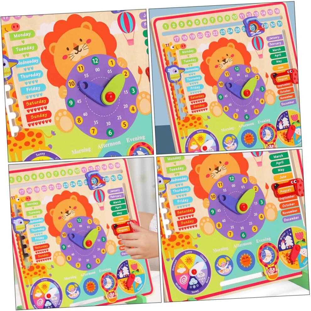 1in1 Multifunctional Wooden Toy Clock for Learning Time Understanding, Safe and Attractive with Bright Colors