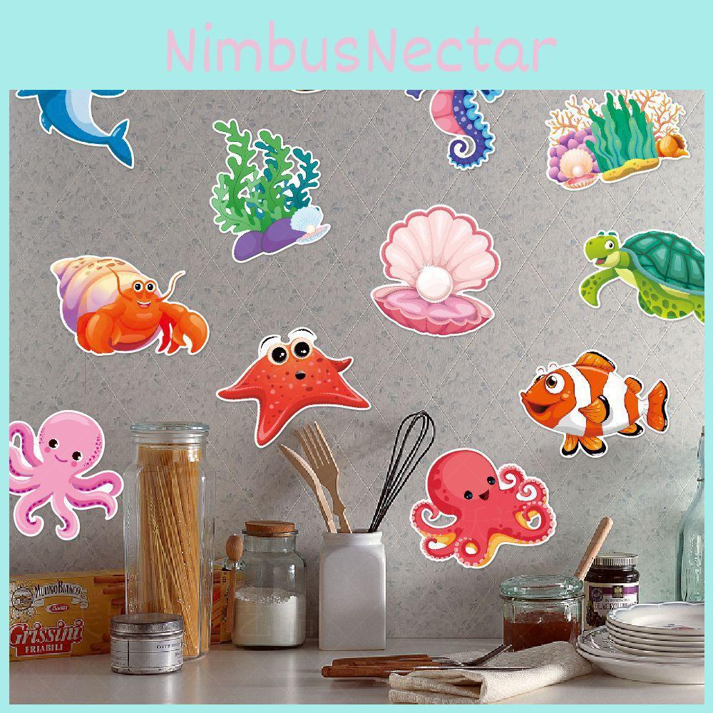 Ocean Theme Birthday Wall Decals For Kids Party Decor With Ocean Creatures Starfish Turtles For Childrens Celebration