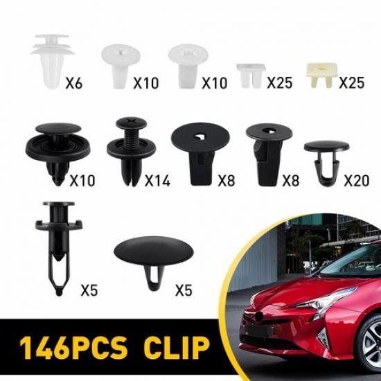 146PCS For Toyota RAV4 Fender Door Hood Bumper Trim Clip Retainer Fastener Kit