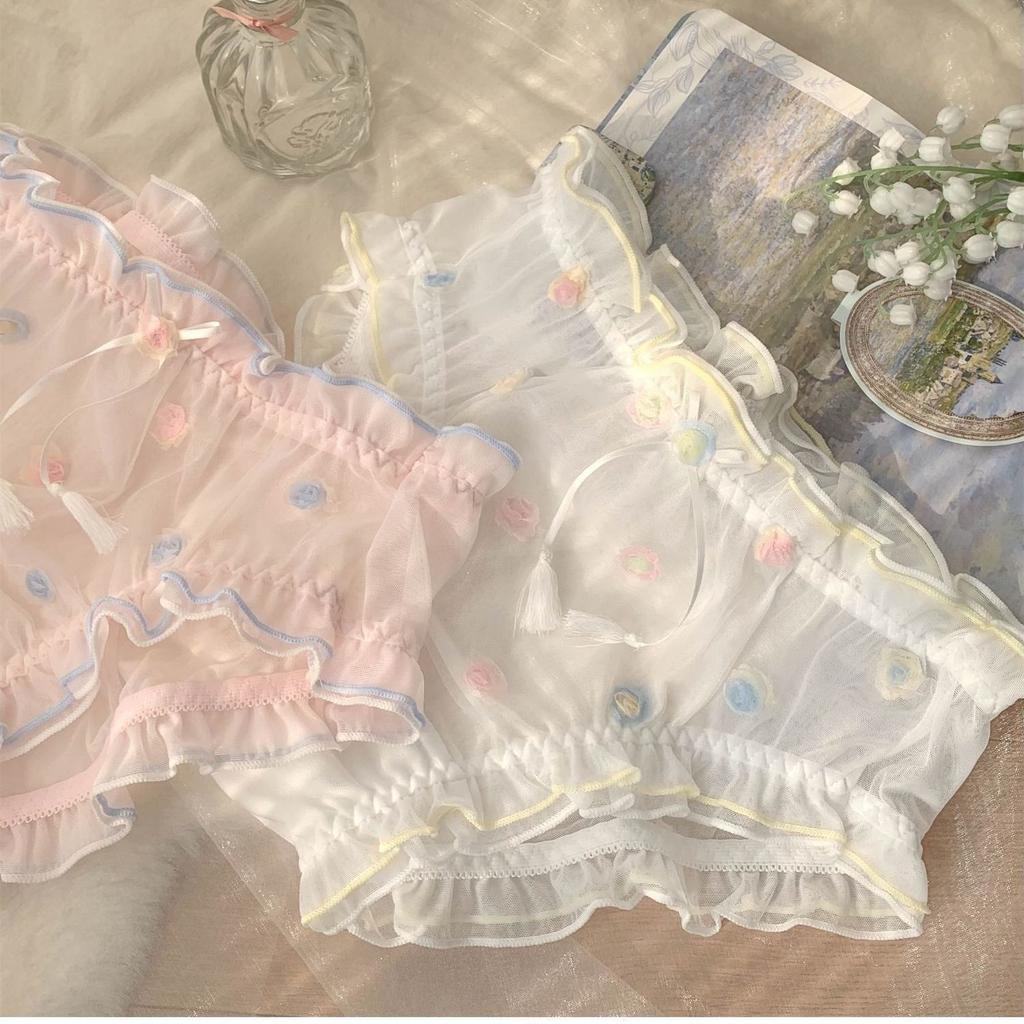 Girl Sweet Lady Mesh Lace Girl Pure Cotton Underwear Female Sexy