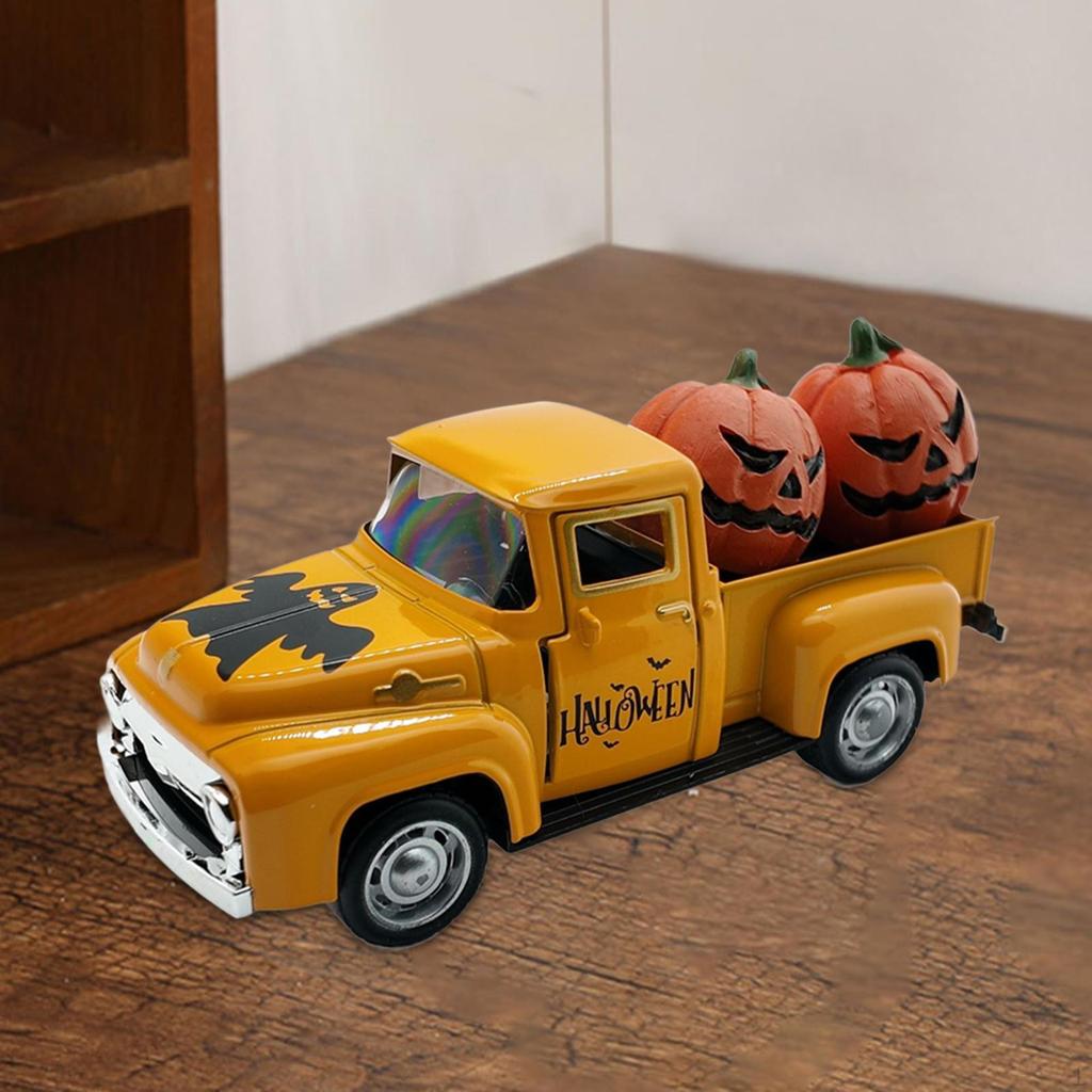 Halloween Alloy Truck Model Table Decor Creative Scary Pumpkin for Favor