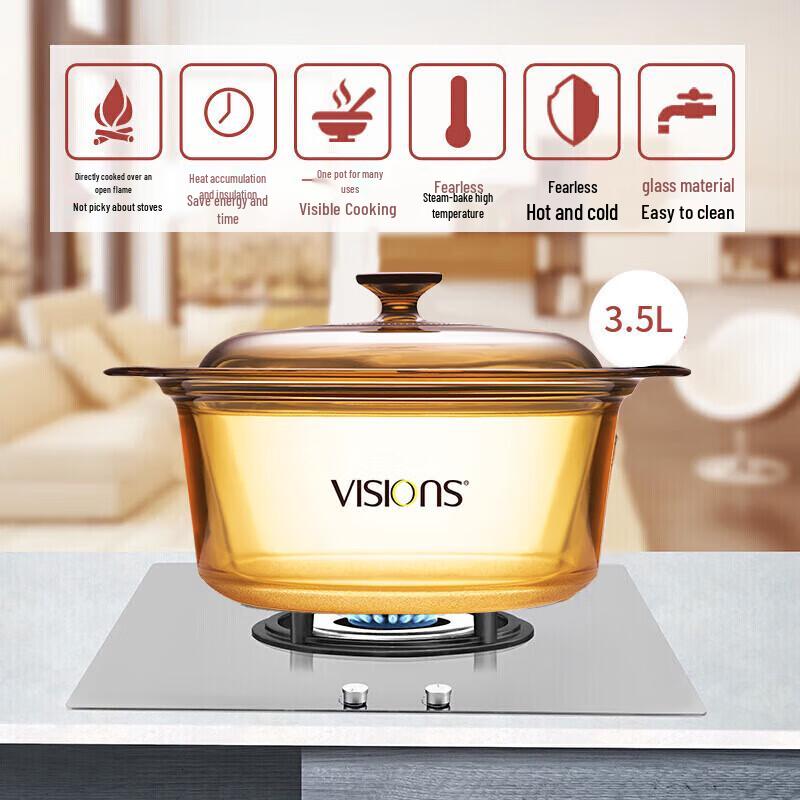 VISIONS Corning Crystal Series 3.5L Transparent Glass Casserole