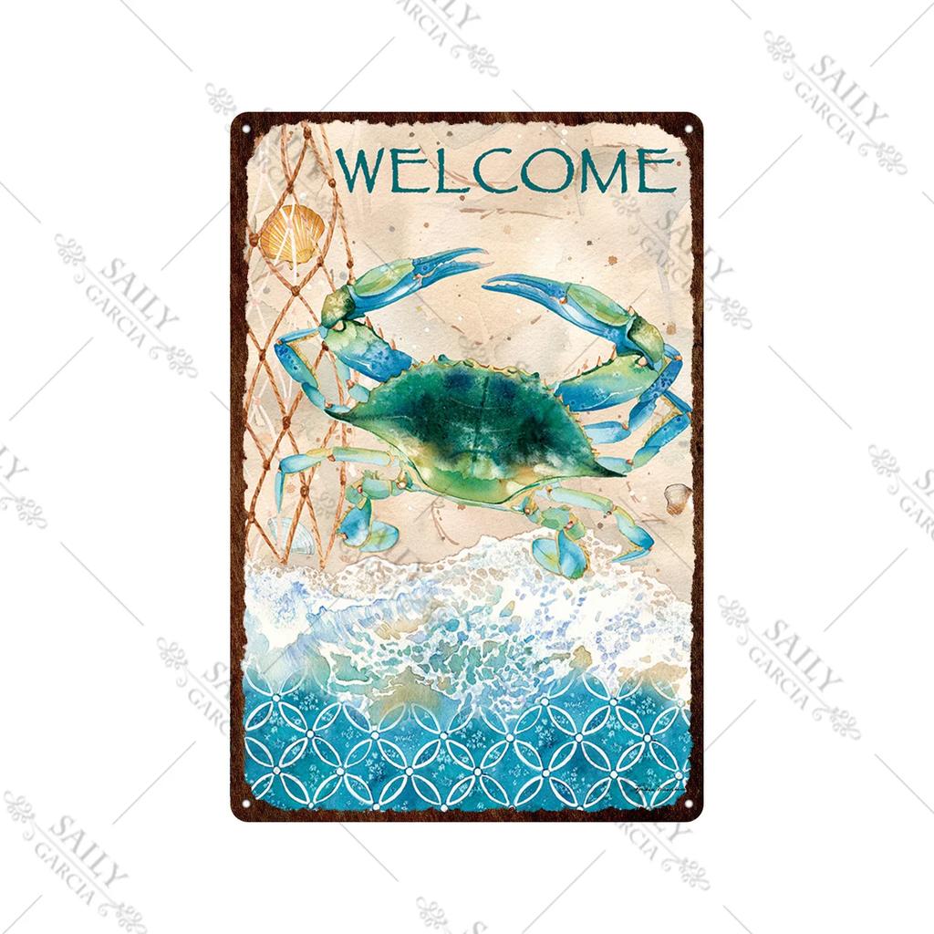 Welcome Home Vintage Metal Tin Sign Garden Wall Decor Metal Poster Sweet Home Tin Sign Family Farm Beach Hut Metal Plates Pla