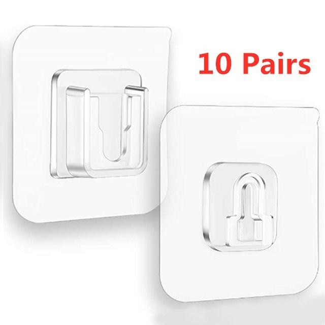 Multi-Purpose Hooks Cable Organizer Double-Sided Adhesive Wall Hooks Waterproof Towel Hooks Stickers Kitchen Bath Door Hooks