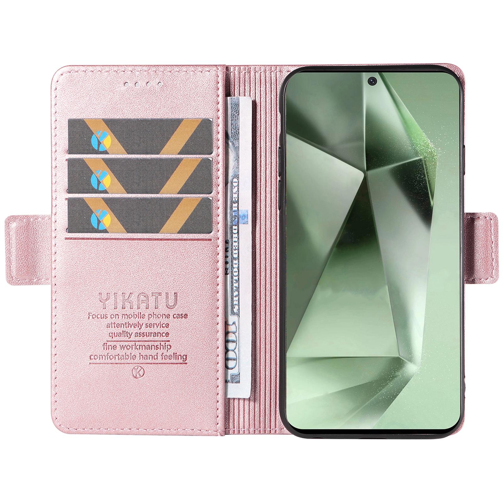 

YIKATU YK-003 For Samsung Galaxy S24 FE Case Side Clasps Leather Wallet Stand Phone Cover Green
