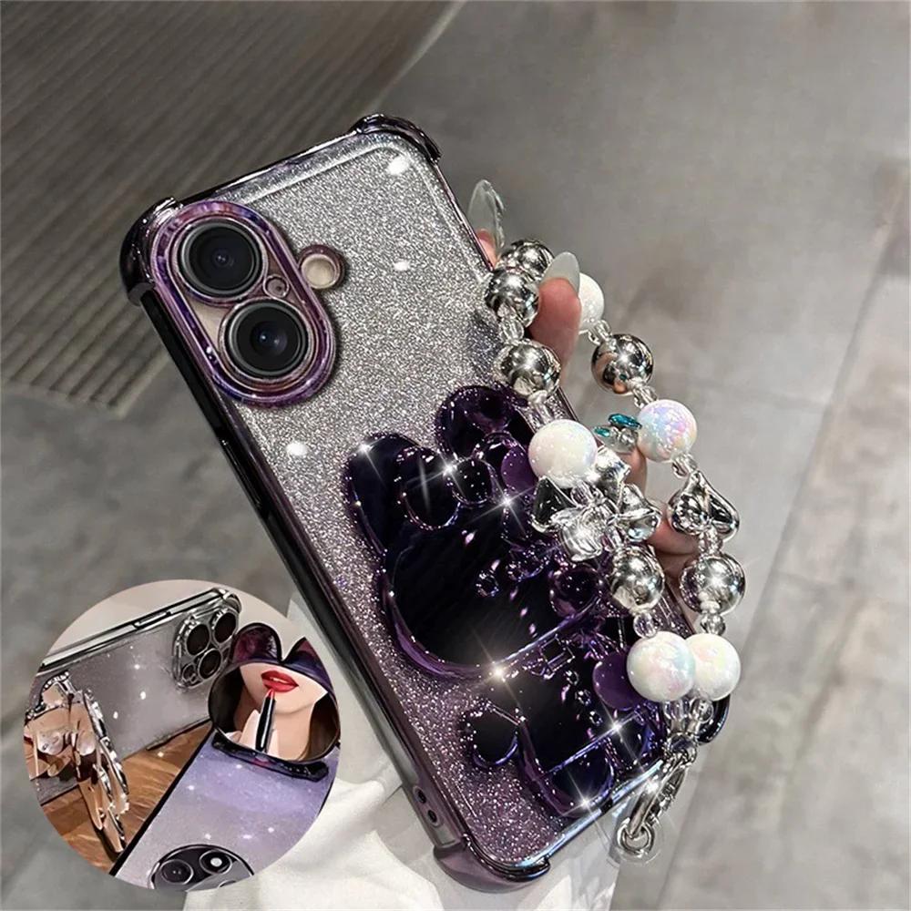 FLYKYLIN Glitzer Spiegel Hase Handyhalter Hülle Für Xiaomi Redmi 14C 13C 12C 10C 9A 13 12 10 9 Stoßfester Ständer Rückseite Abdeckung