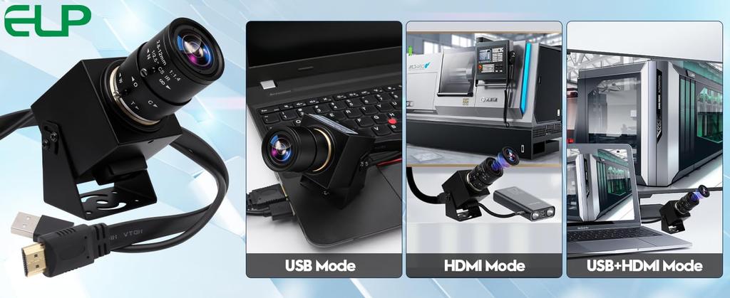 ELP 4K 30FPS USB HDMI USB Camera Manual Zoom Webcam Variable Focus PC Camera Computer Mini Camera Telescope USB Security Camera 8mp IMX415 Industrial