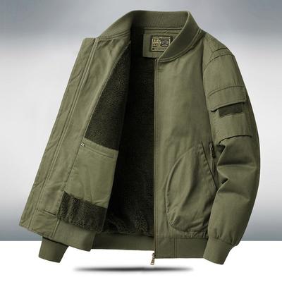Fleecejacke Herren Herbst und Winter Verdickt Warm Lässig Vielseitige Kleidung Fliegerjacke