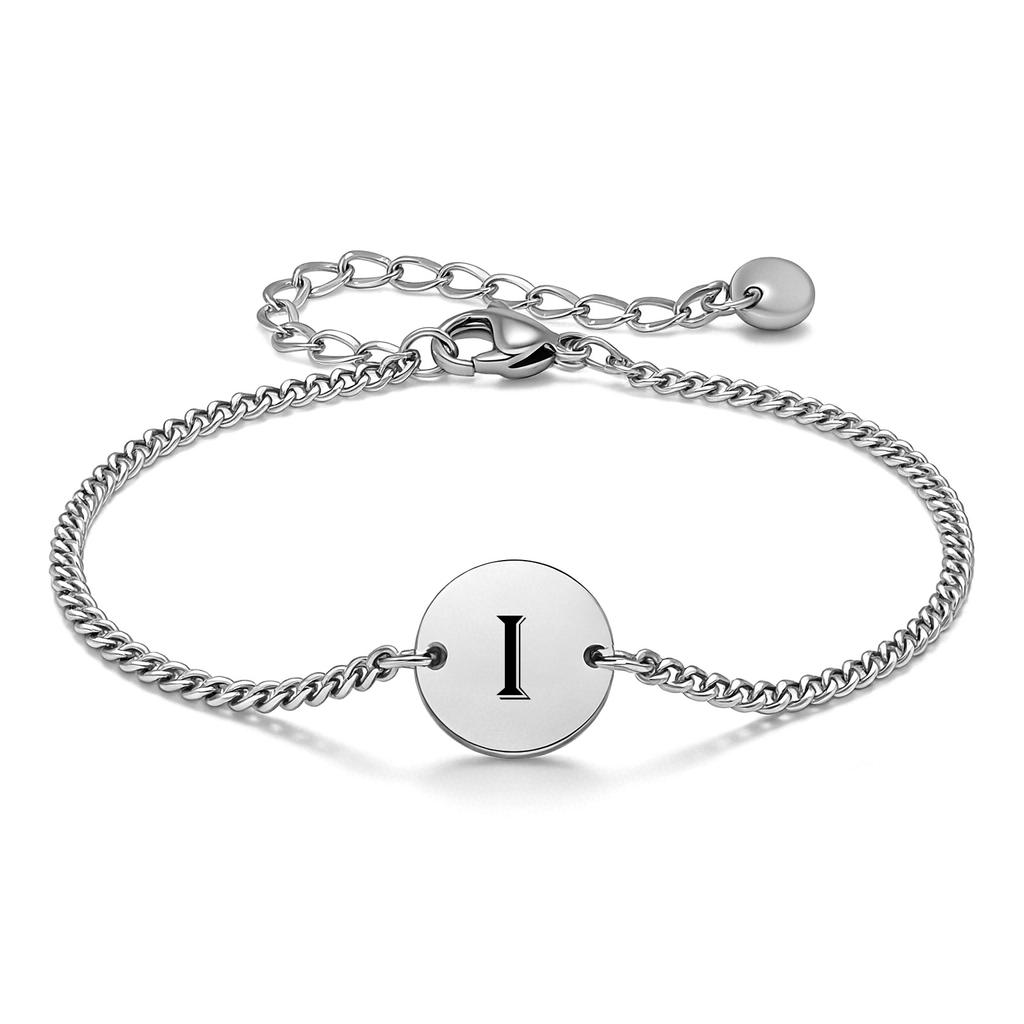 Vnox 26 Letters A-Z Initial Round Bracelet for Men, Stainless Steel  Adjustable Link Chain, Personalized Wristband Jewelry Gifts
