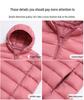 Korean Style Womens Lightweight Cotton Down Jacket Loose Fit Short Hooded Stand Collar Autumn Winter Coat