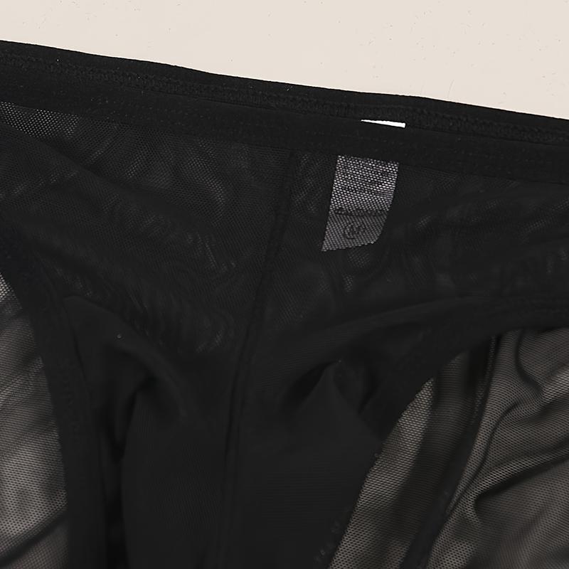 Varsbaby Men's Black Semi-Transparent Sexy Thin Briefs