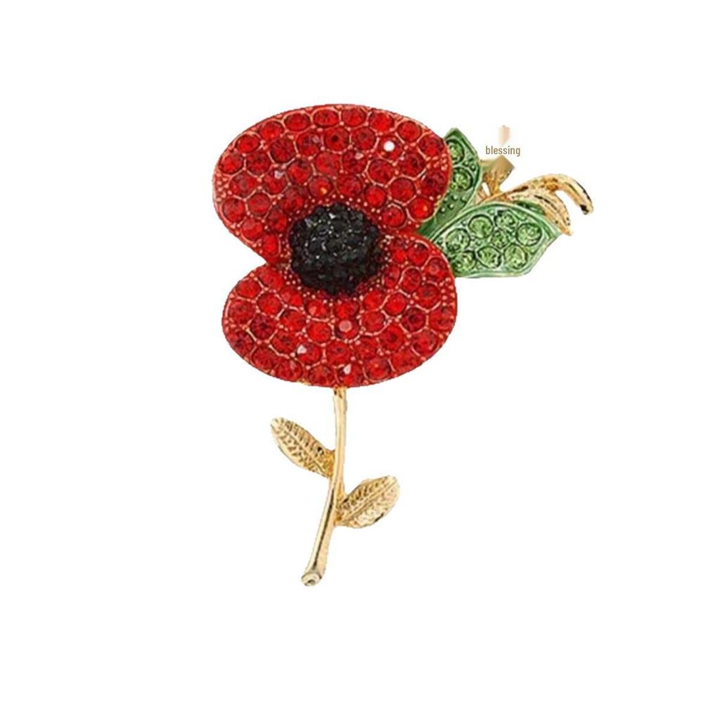 UK WWII Memorial Day Red Poppy Brooch Pin Badge