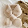 Winter Solid Color Furry Bib Warmth Faux Rabbit Fur Cross Scarf Womens Faux Fur Scarf Leaves Fakes Fur Collar Winter Accessories