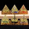 5cm Pyramid Crushed Stone Column Steel Ring Drip Glue Resin Grinding Watering Home Office Desktop Ornament Crafts