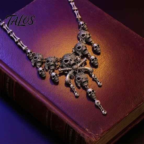 Accessori Estetica Oscura Collana con Teschio e Nappe Multistrato Vintage, Bracciale Collana Horror da Donna per Gioielli di Moda Edgy Donna, Gotico Halloween