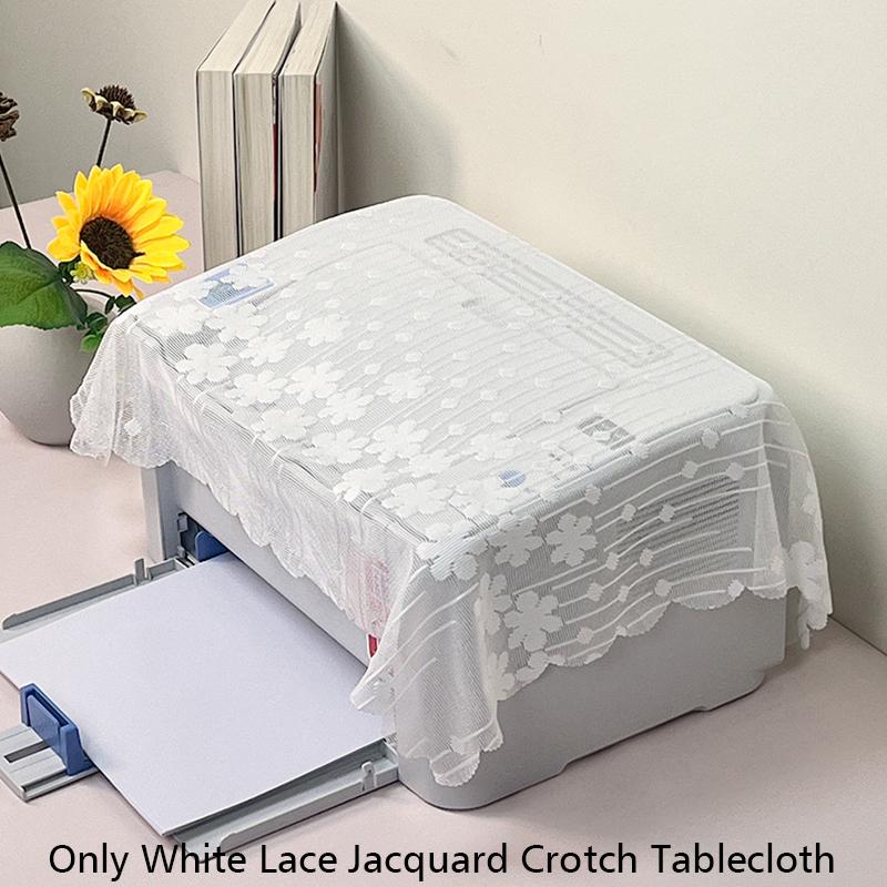 

1PC Jacquard Printer Dust Cover White Lace Home Dressing Table Crotch Tablecloth Furniture Multiple Options Available 60x60cm