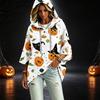 Women's Fashion 3/4 Sleeve Halloween Print Hoodie Pullover Top