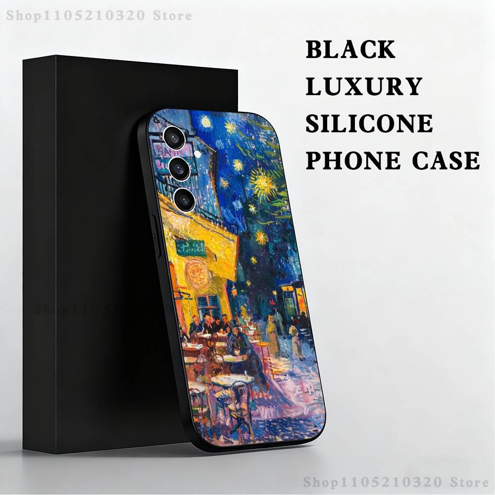 

Art V-Van G-Gogh Tavern Phone Case For Samsung S25,S24,S21,S22,S23,S30,Ultra,S20,Plus,Fe,Lite,Note,10 Black Soft Shell SamsungS10