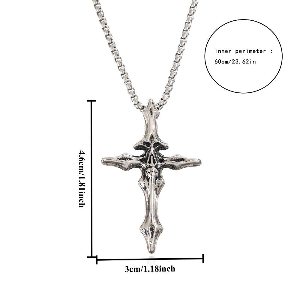 Retro Viking Bone Cross Necklace Punk Gothic Jewelry Hip Hop Street Fashion Accessories for Women Men