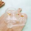 Glass Honey Container With Honey Spoon And Microwave Amber Bees