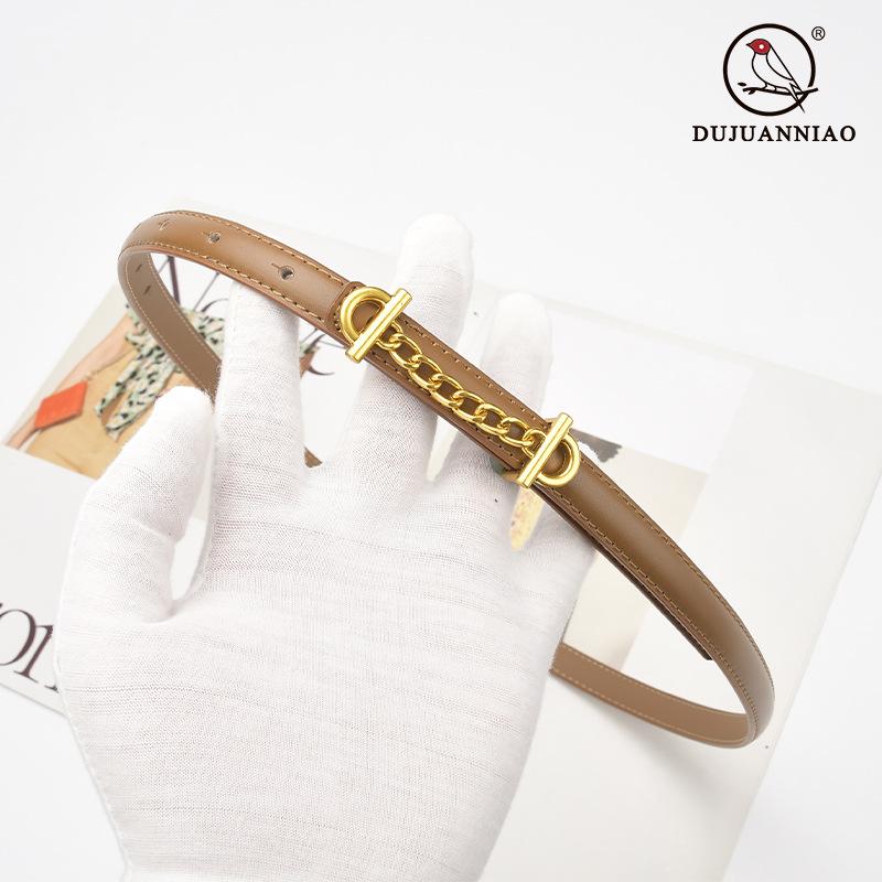 Retro Chain Smooth Buckle Belt For Women, Simple Style Jeans Belt For Women