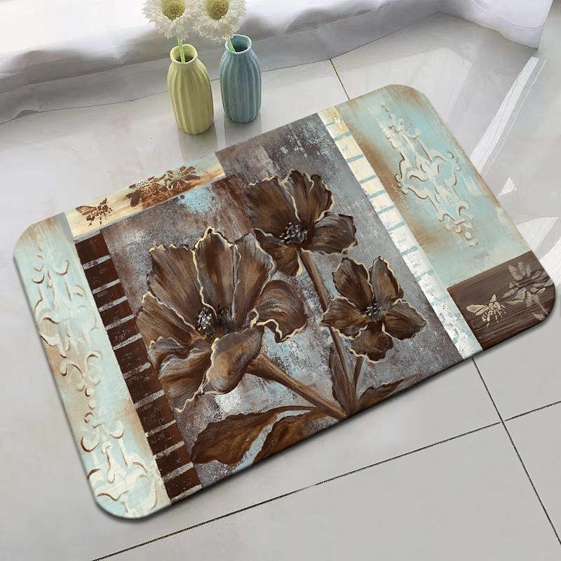 Retro Rural Style Floor Mat Entrance Mat Bathroom Door Mat Absorbent Carpet Living Room Coffee Table Mat