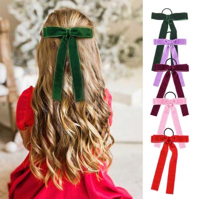 Velvet Bowknot Hair Tie Sweet Elegant Solid Color High Elastic Soft Women Girls Ponytail Holder Hair Rope Hair Accessories Birthday Gift