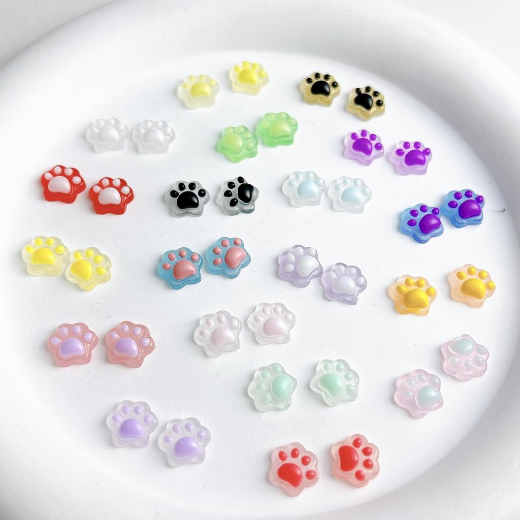 Luminous Color Changing Cute Cartoon Cat Paw Nail Art Decorations Semi-Transparent Nail Decorations Cream Glue Phone Case DIY