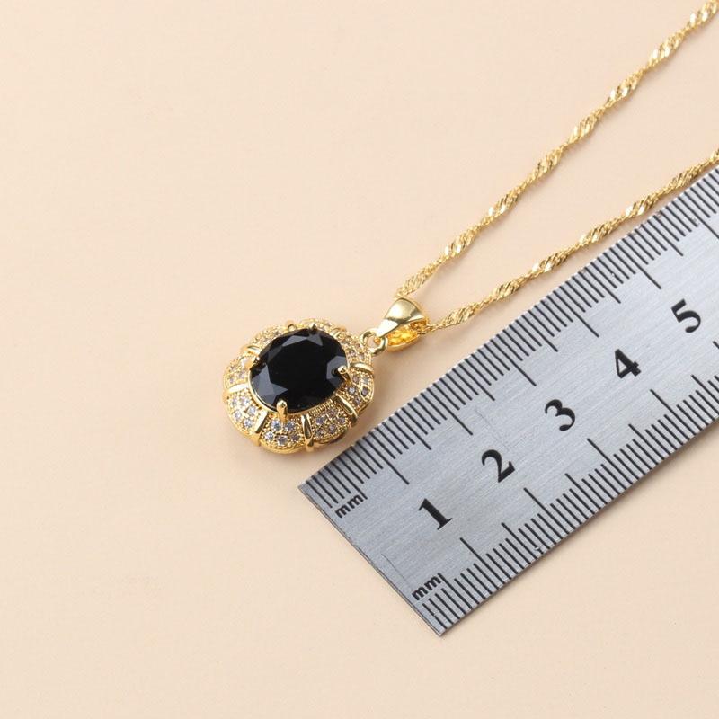 New Fashion Occident Style Black Zircon Luxurious Gold Plated  Necklace Jewelry Sets For Women Clip Earrings And Ring