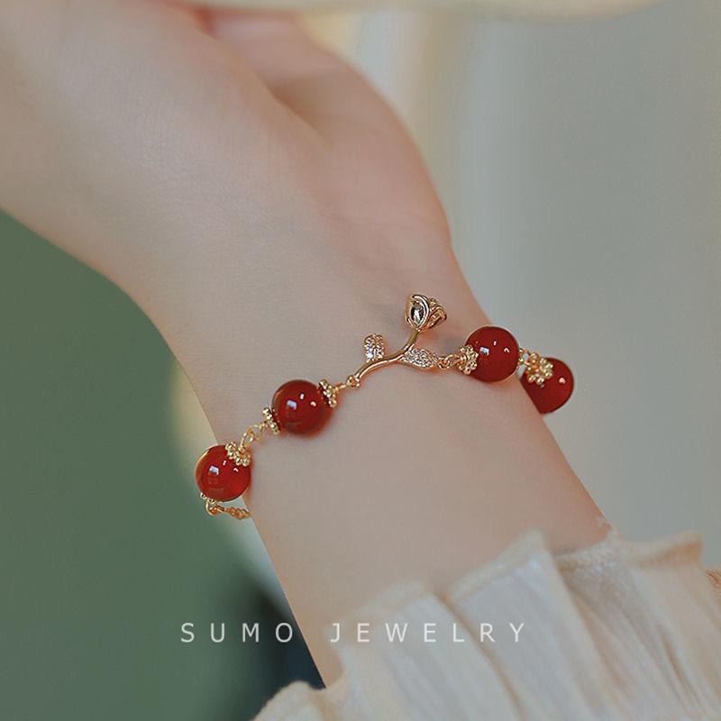 Red Rose Bell Bracelet Super White Jewelry Set Temperament High-end Bracelet Jewelry Combination Set