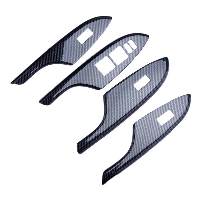4Pcs Door Window Lift Switch Panel Trims Covers Carbon Fiber Style ABS Fit For Toyota Corolla 2007-2009 2010 2011 2012 2013 RHD