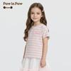 PawinPaw Girls' Cartoon Bear Striped Short Sleeve T-Shirt
