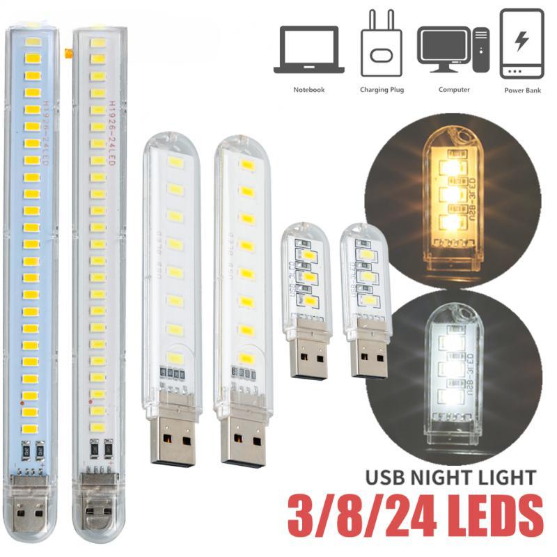 

Мини-портативный светодиодный USB-светильник DC5V, ультраяркая лампа для чтения книг, 2/3/8/24 светодиода, светильник для Power Bank, ПК, ноутбука, ноутбука, освещение