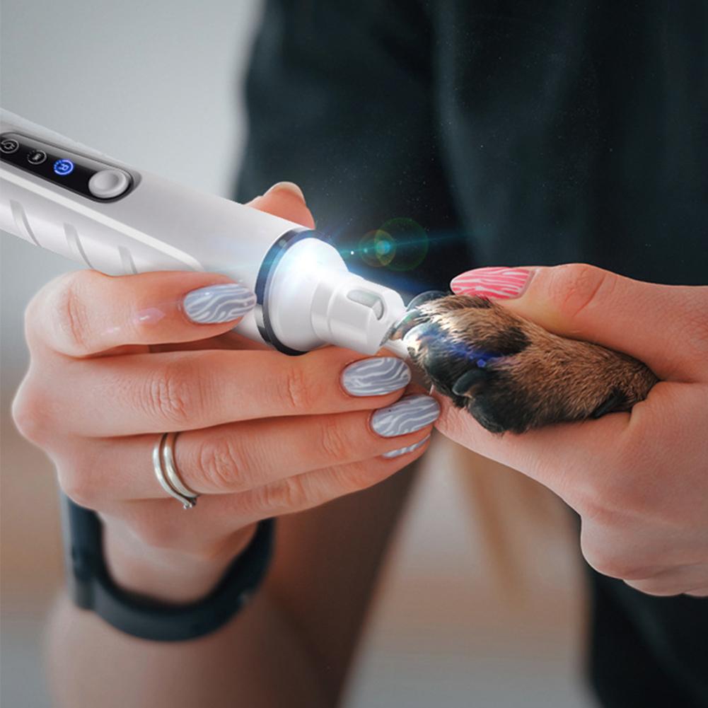 Pet Nail Grinder With LED Light Professional Rechargeable Pet Paws Grooming Tool For Small Medium Large Pet Nail Clippers