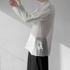 Men Mesh Sheer Turtleneck Casual T-Shirts Nightclub Long Sleeve Base Shirts Mens Undershirt Transparent Tops Club Streetwear