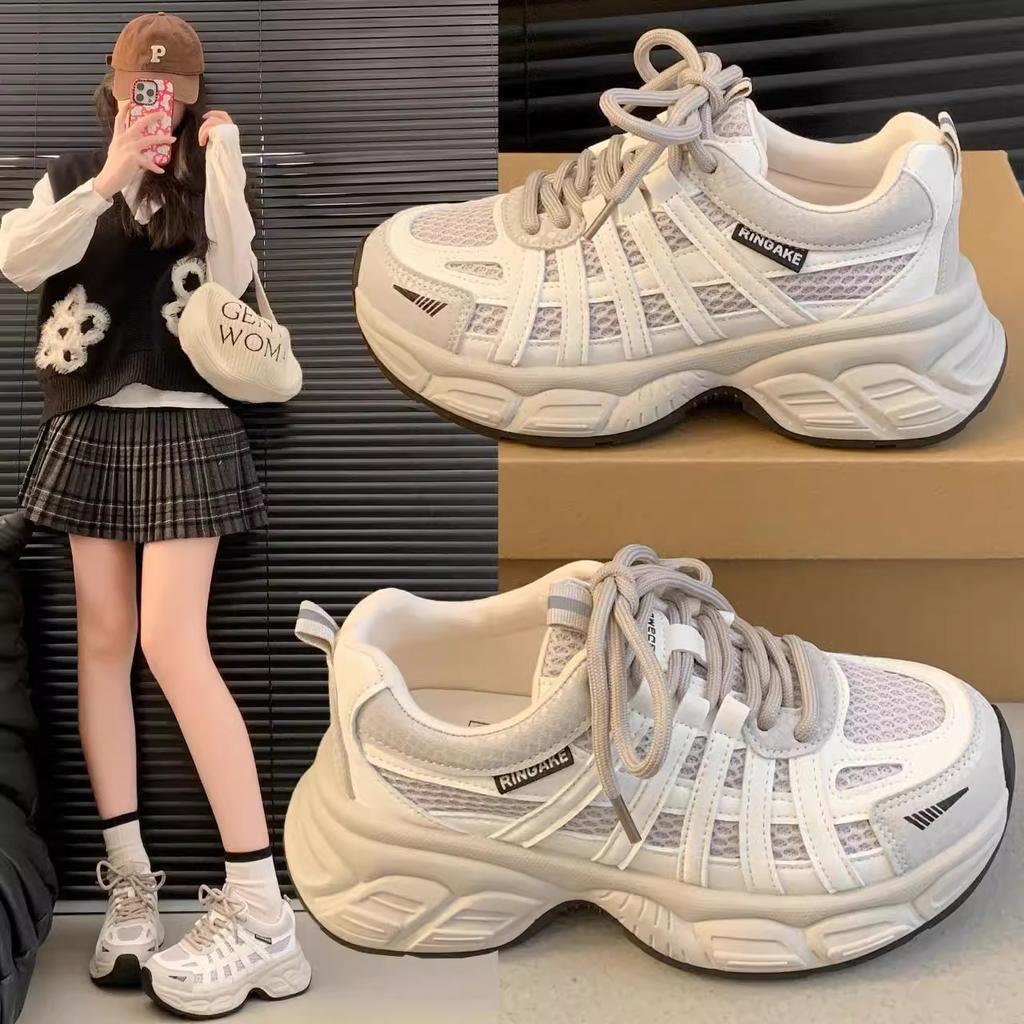 2025 spring new dad shoes women's platform versatile lightweight super fire sports casual shoes mesh breathable running shoes
