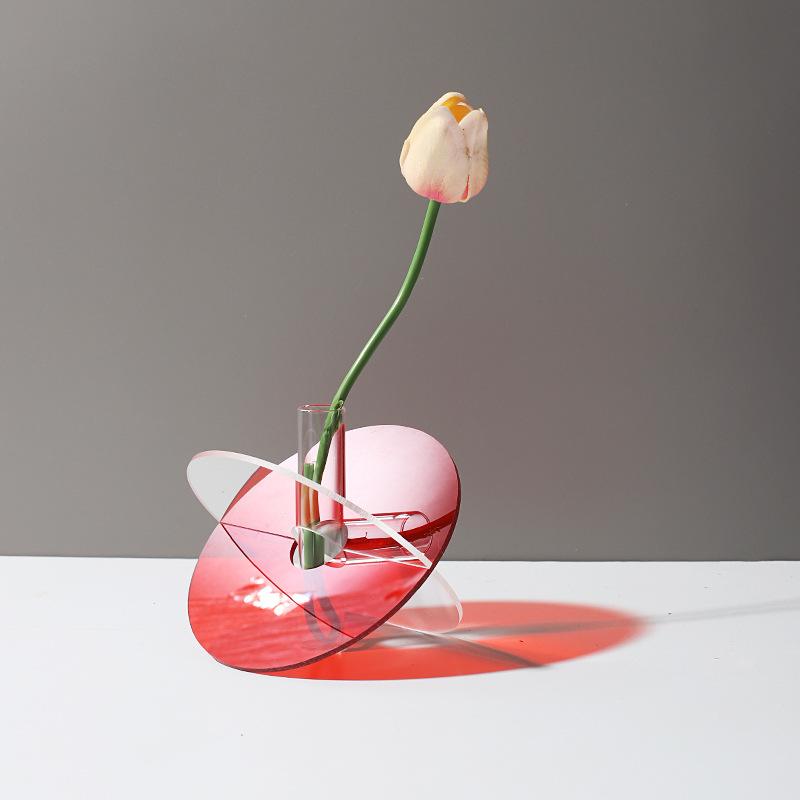 Nordic Colorful Acrylic Vases Desktop Ornaments Art Flower Arrangement Hydroponic Vase Container Living Room Home Decoration