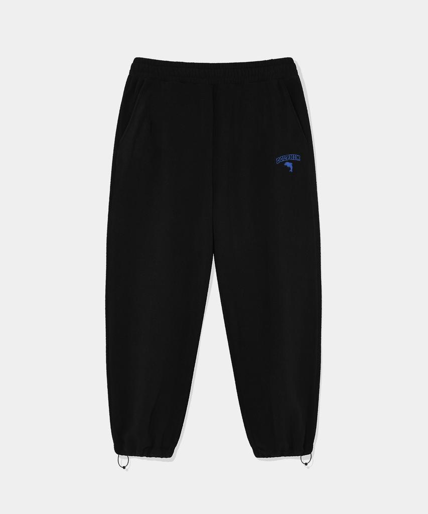 Dolphin Wave Apparel [Set] Dolphin Chain Embroidery Fleece Zip-Up Hoodie & String Pants Black
