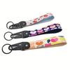 Heart Pattern Keychain with Wrist Lanyard & Backpack Hook - Strawberry Graffiti Design for Motorcycles, Cars, and Bikes