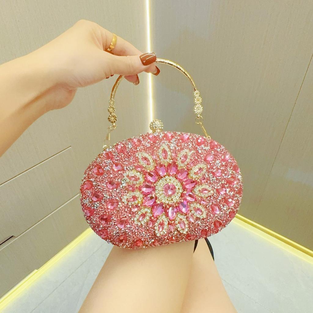 Textured Water Diamond Bag Banquet Clutch Bag Diamond-encrusted Hand-held Dinner Bag Cheongsam Bag