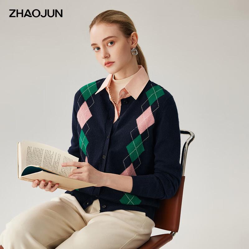 

Zhaojun Women s 100% Cashmere Color-block Cardigan