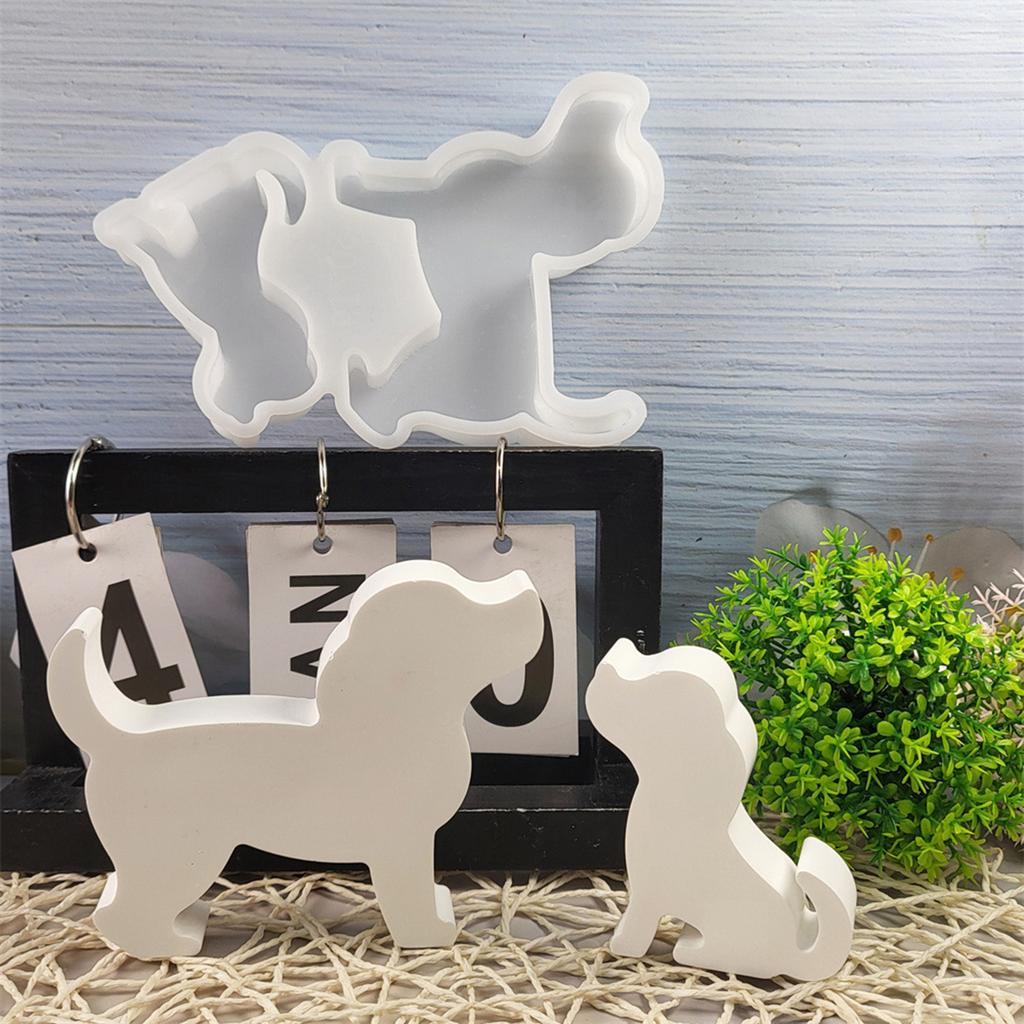 Multifuntional Dog Sculpture Molds for Cement and Plaster Creative Home Decors Silicone Ornament Moulds for Hand-Making