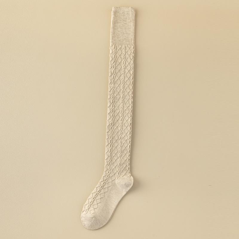 High Tube Hemp Over Knee Thin Wool Socks Warm Non-Slip Long Tube Pattern Stockings Knee Pads