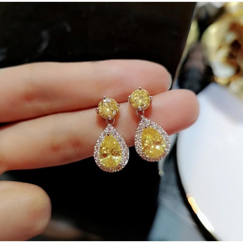 

Акупунктура ушей Супер сверкающие серьги из циркония Серьги Короткие серьги из кристаллов Темперамент с цветными бриллиантами Серьги 925 silver