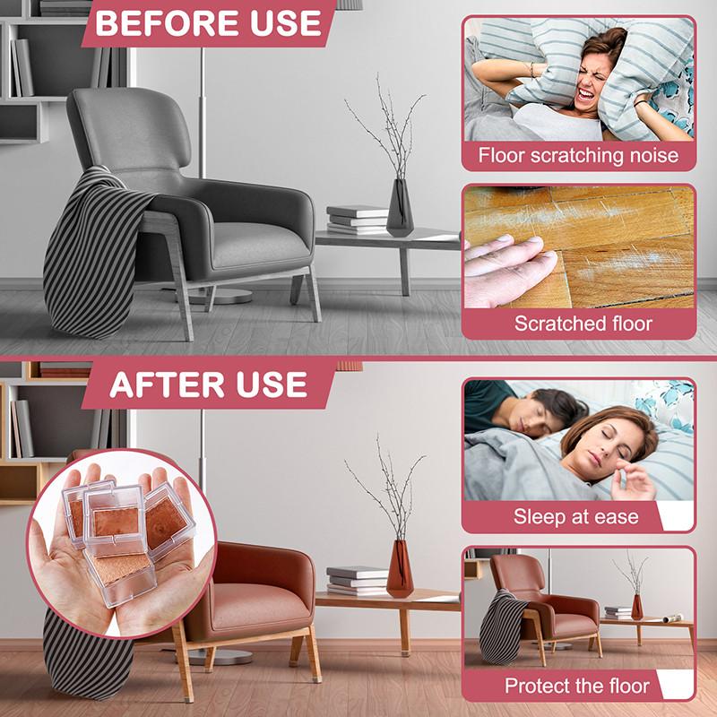 16 bucăți din silicon pentru picior de masă și scaun, pentru picioare, capace Capace pătrate, șosete, pentru picioare, anti-alunecare, pentru mobilier.
